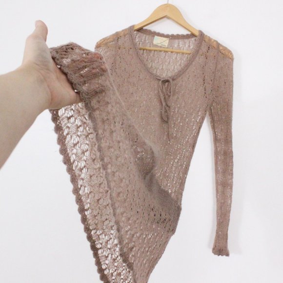 *Matthias Y2K Beige Knit Long Sleeve Tunic Blouse - Picture 5 of 8